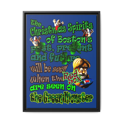 christmas spirits of boston - framed canvas art (dark blue)