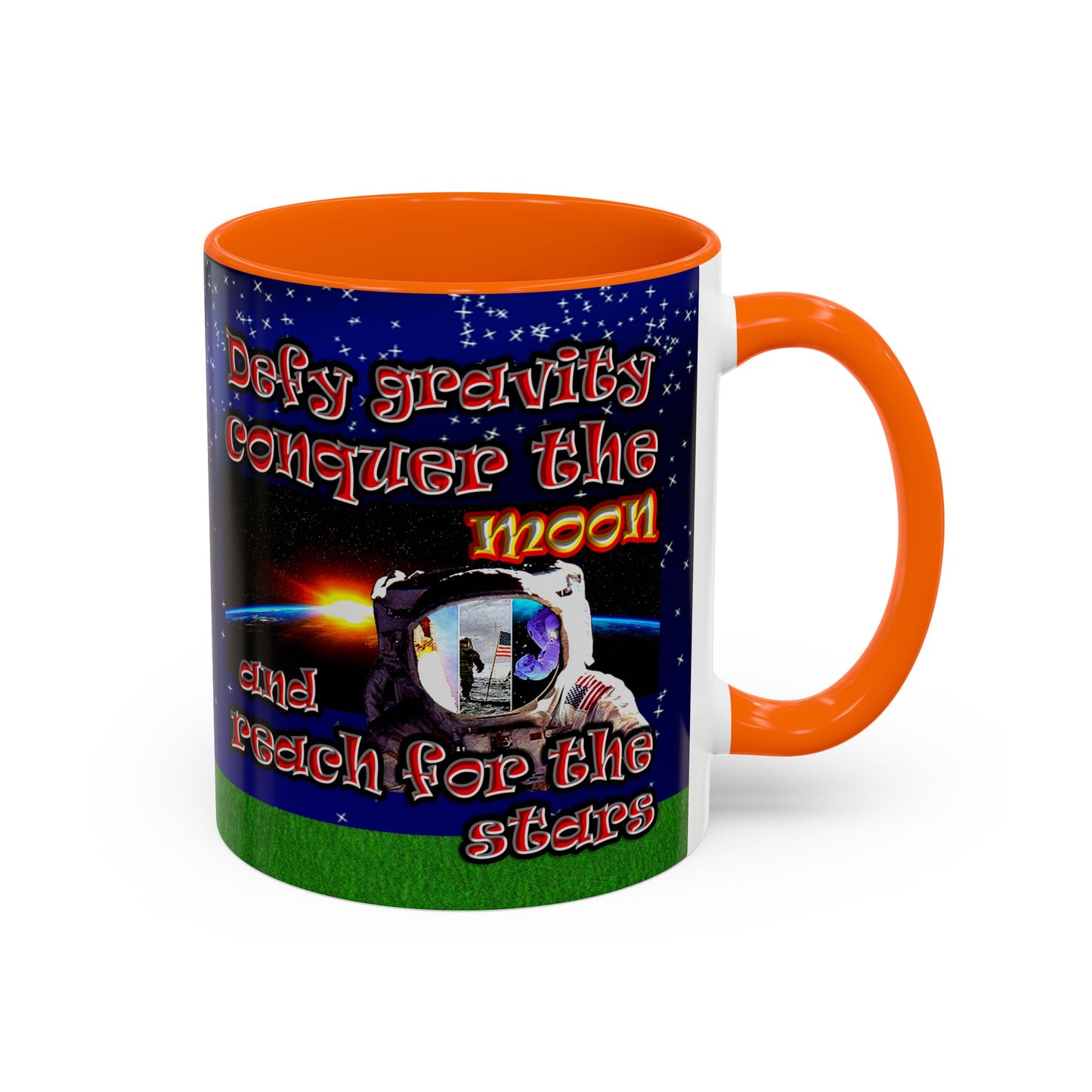 defy conquer reach - Accent Mug ('snoops' background)
