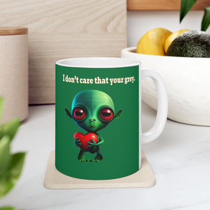 I don't care that your grey - White Mug (dark green)
