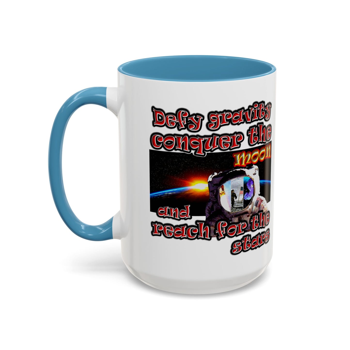 defy conquer reach - Accent Mug (white)