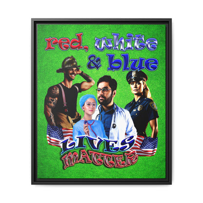 rw&b lives matter - framed canvas art (green turf)