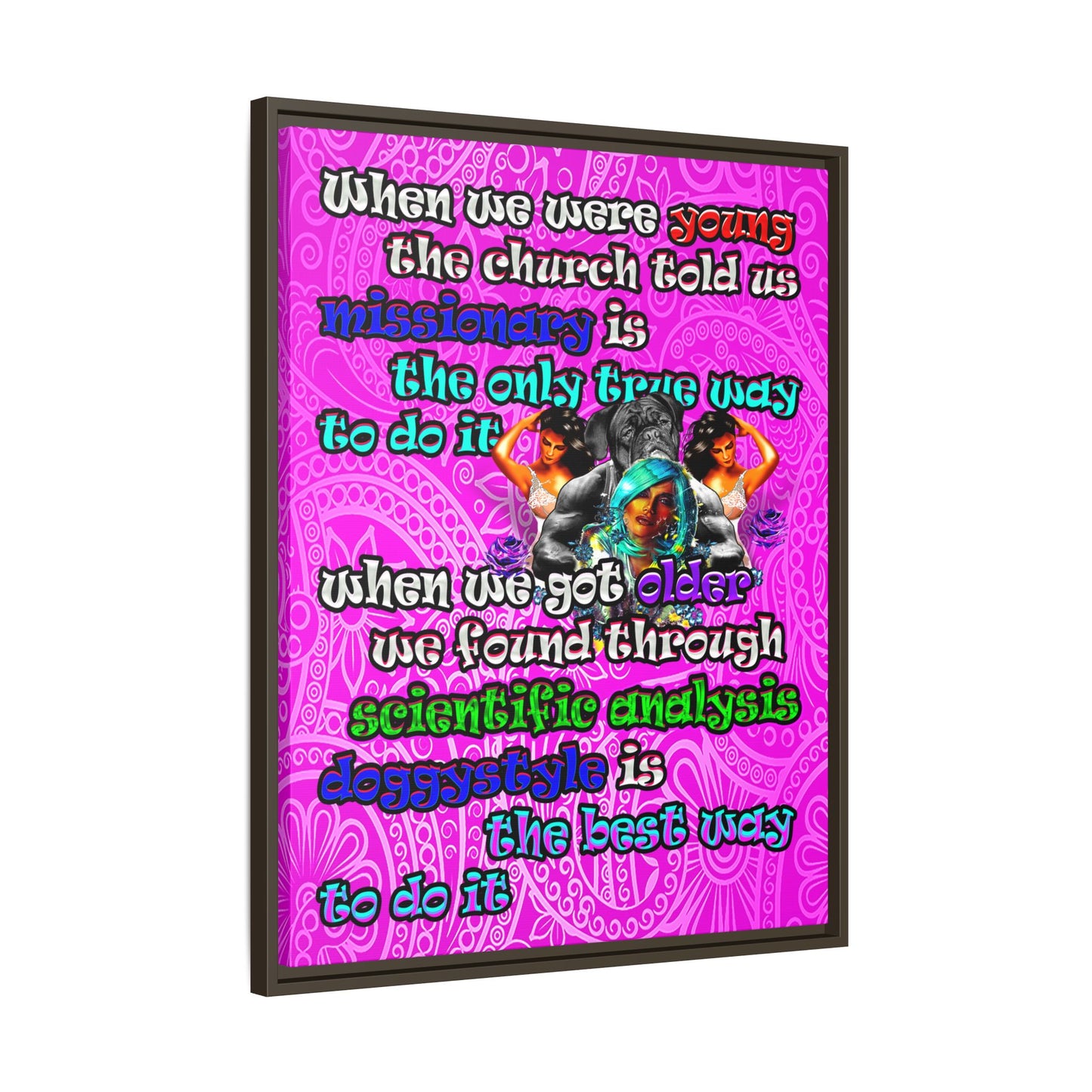 doggystyle - framed canvas art (pink swirl)