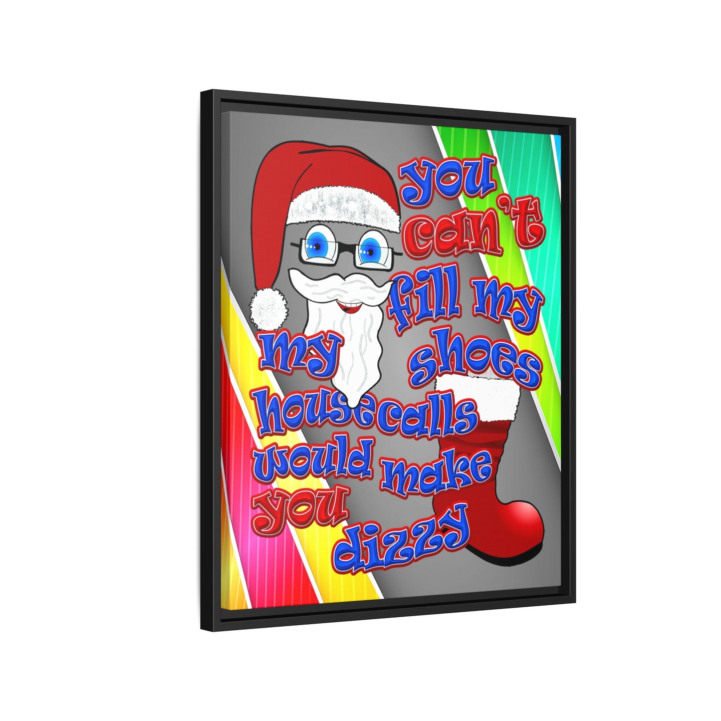 santa's shoes - framed canvas art (rainbow split)