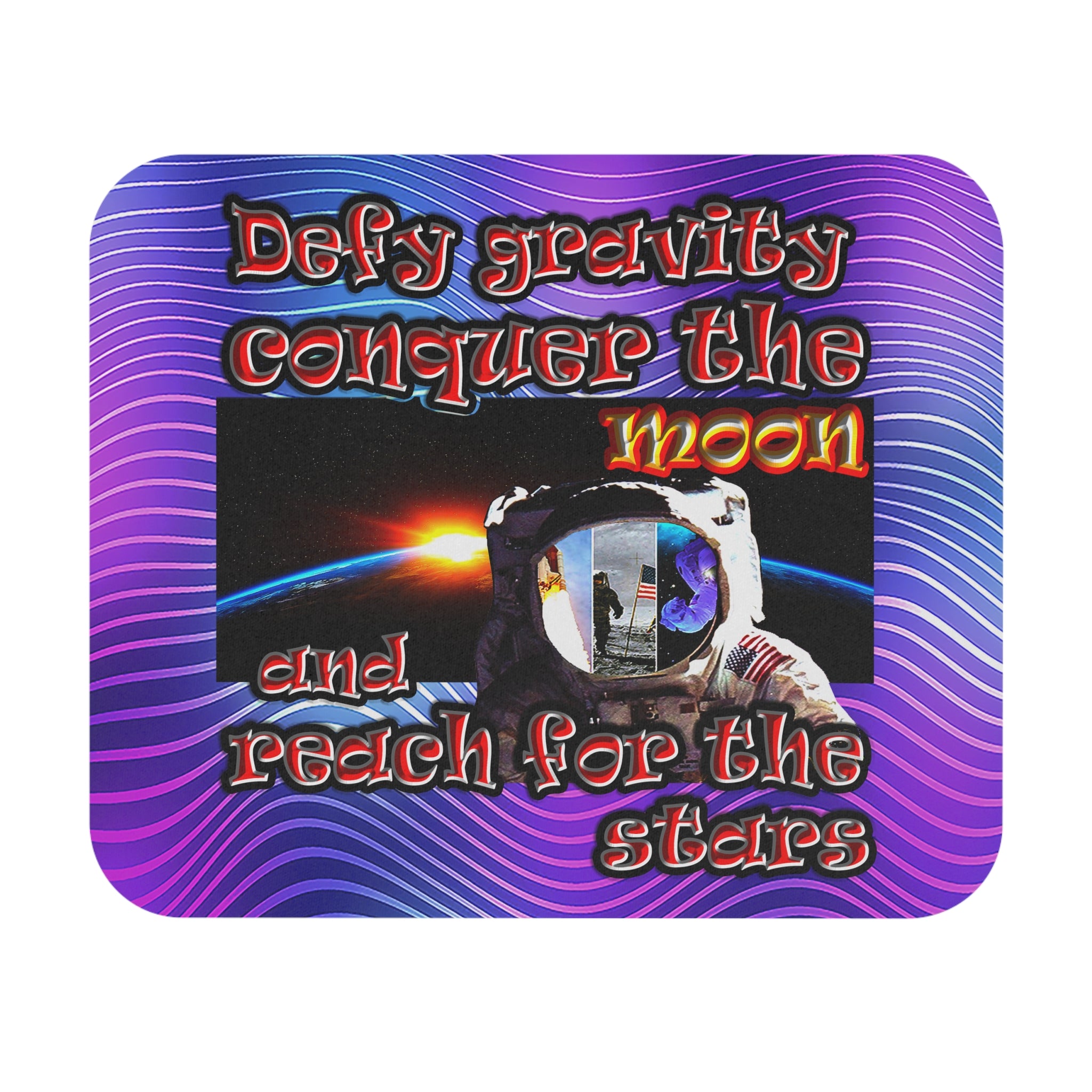 defy conquer reach - Mouse Pad (Rectangle) (purple wave)