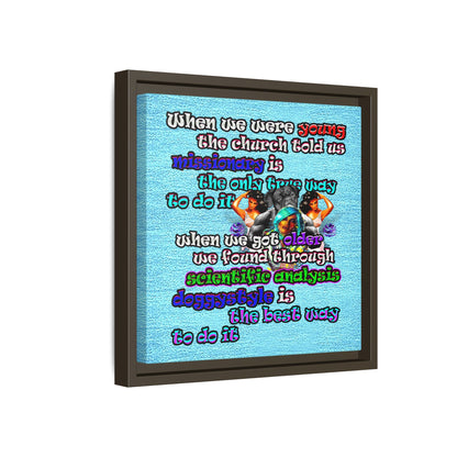 doggystyle - framed canvas art (faded blue)