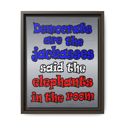 donkeys and elephants - framed canvas art (brushed nickel)