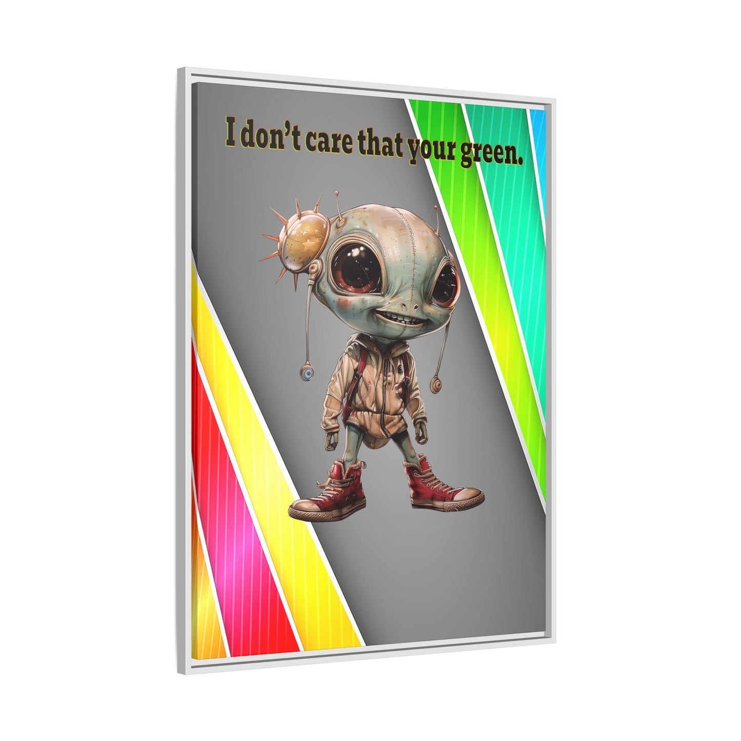I don't care that your green - framed canvas art (rainbow split)