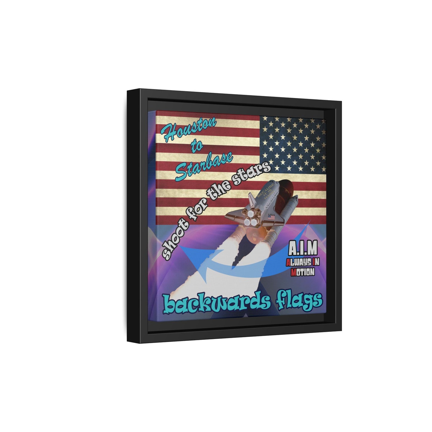 shoot for the stars - framed canvas art (grey-pink wave)