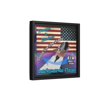 shoot for the stars - framed canvas art (grey-pink wave)
