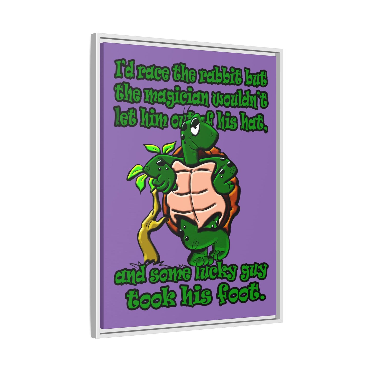 turtle race - framed canvas art (light purple)