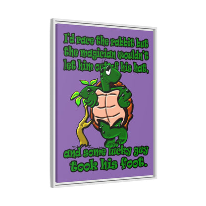 turtle race - framed canvas art (light purple)