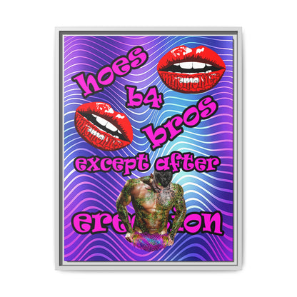 hoes b4 bros - framed canvas art (purple wave)