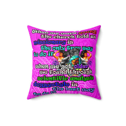 doggystyle - Spun Polyester Square Pillow - (pink swirl)