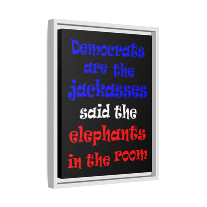 donkeys and elephants - framed canvas art (black)