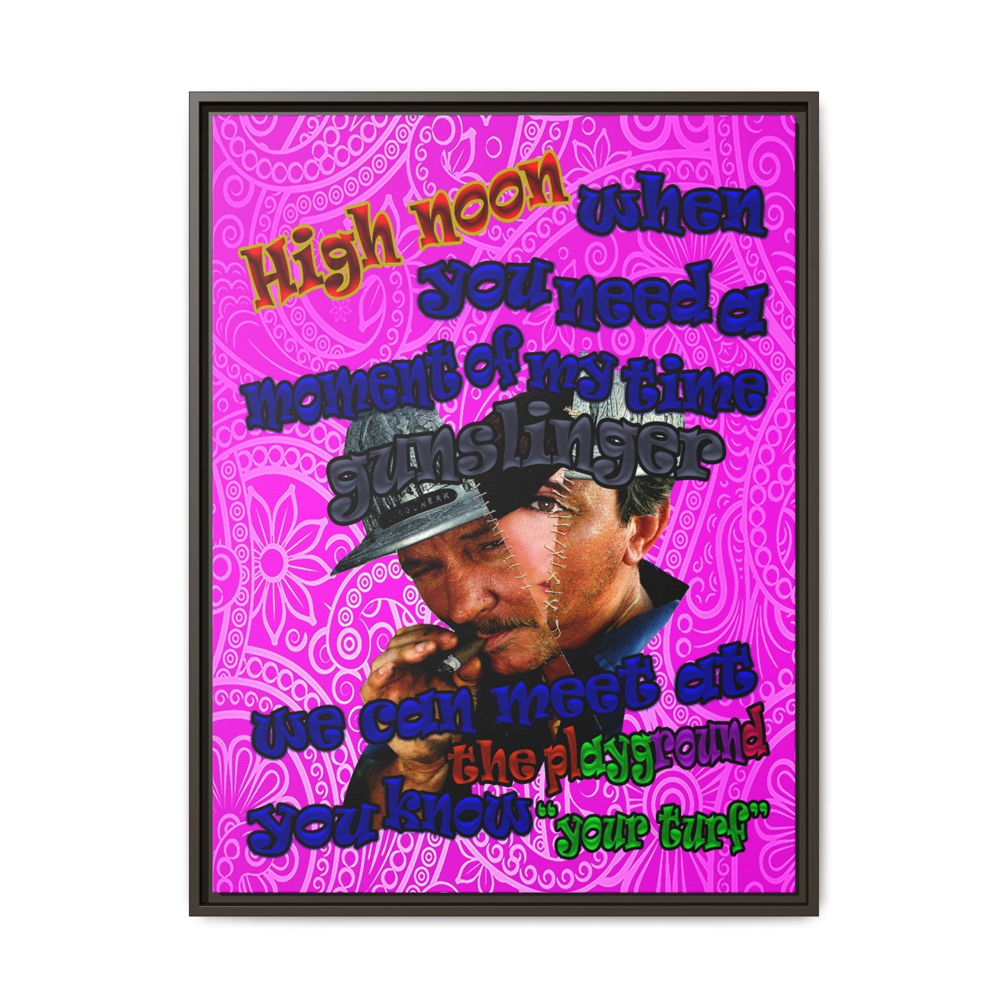 high noon - framed canvas art (pink swirl)