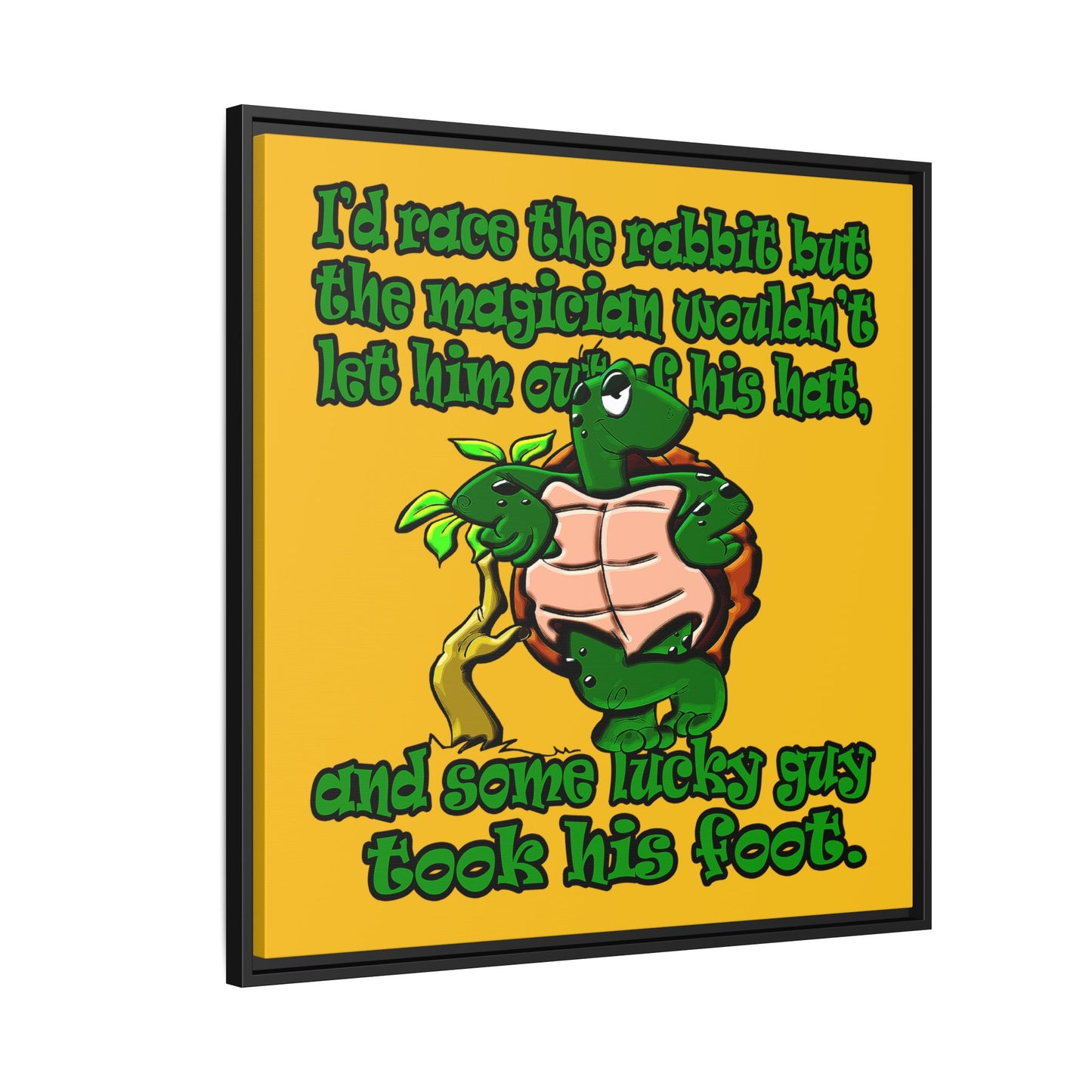 turtle race - framed canvas art (yellow)