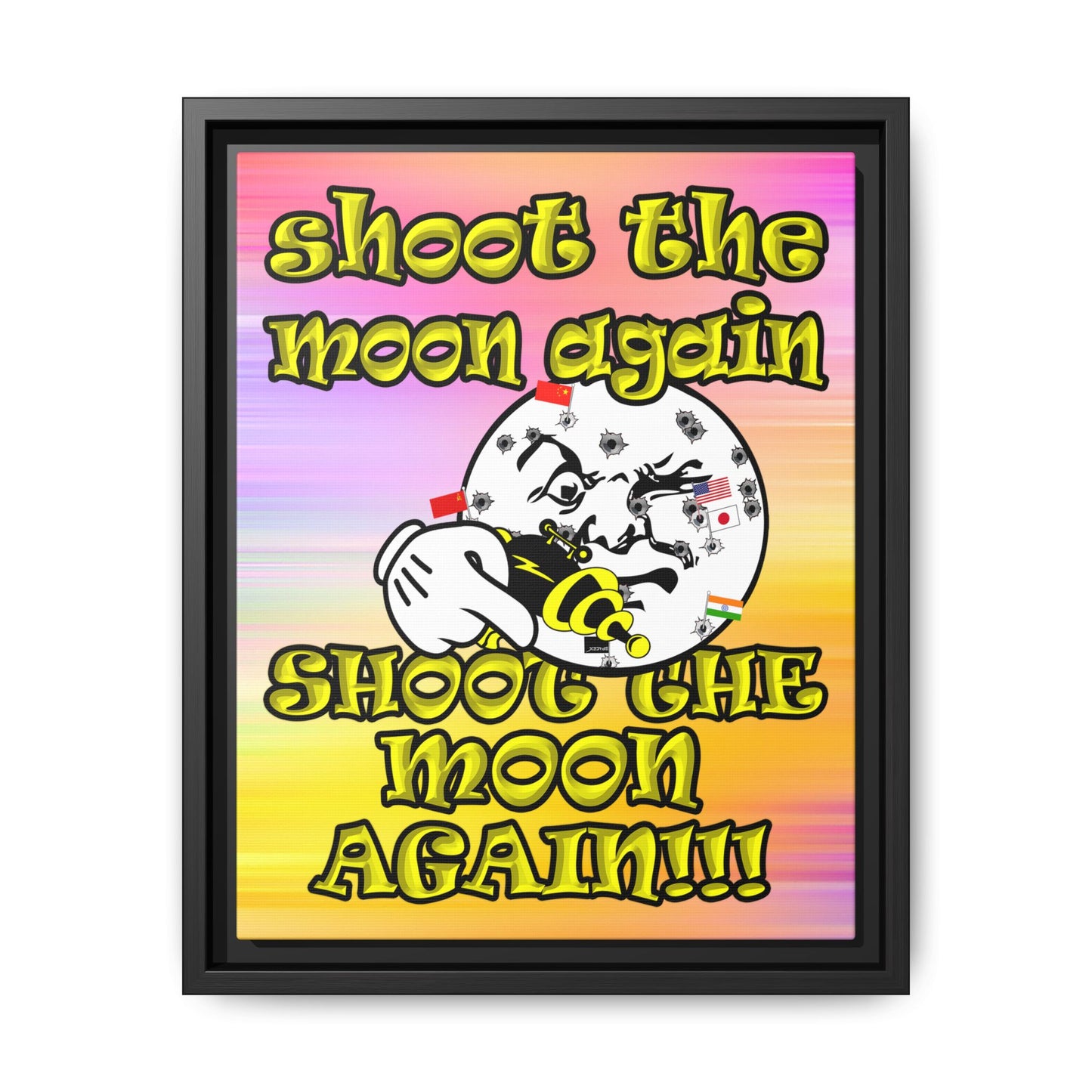 shoot the moon again - framed canvas art (color blur)