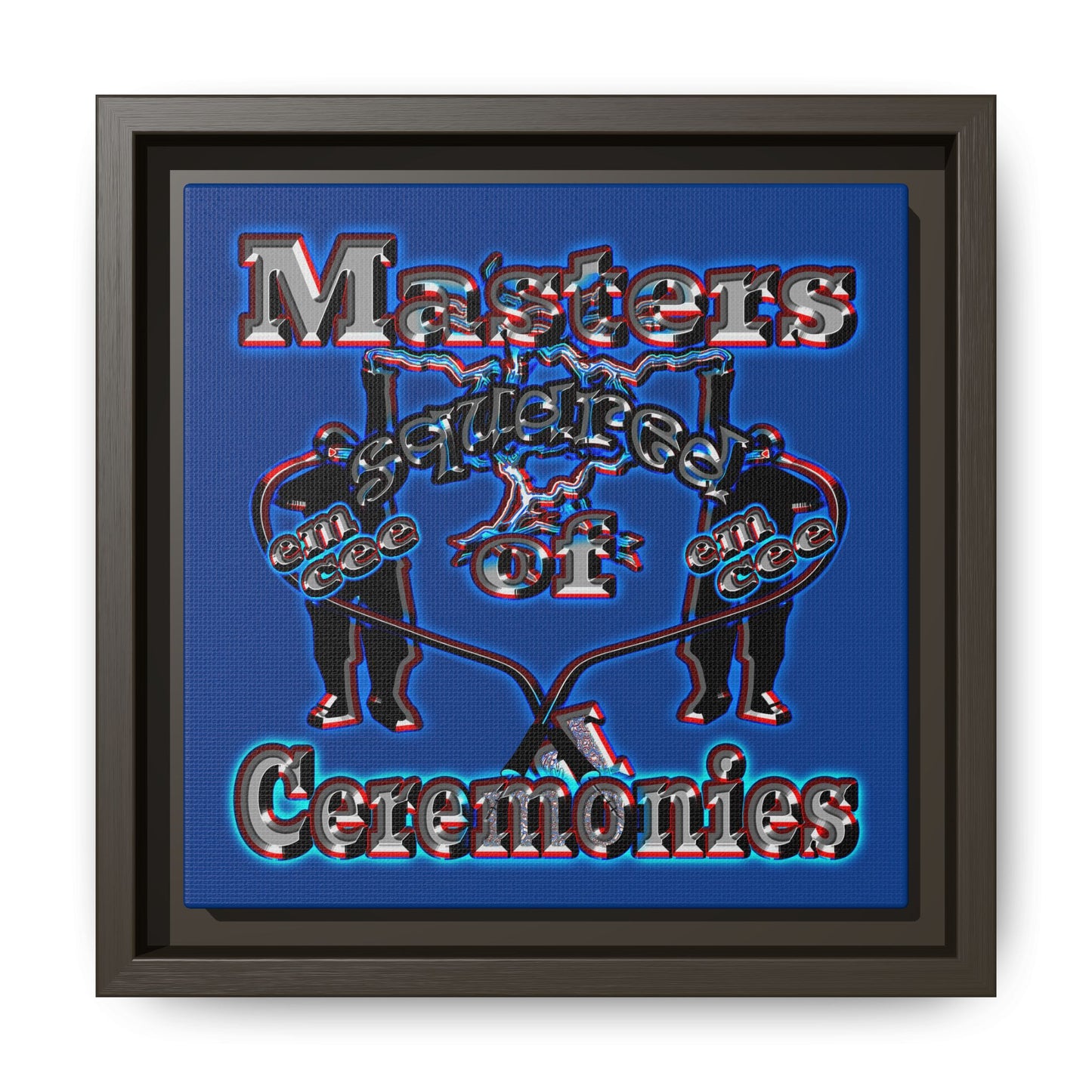 em cee squared - framed canvas art (dark blue)