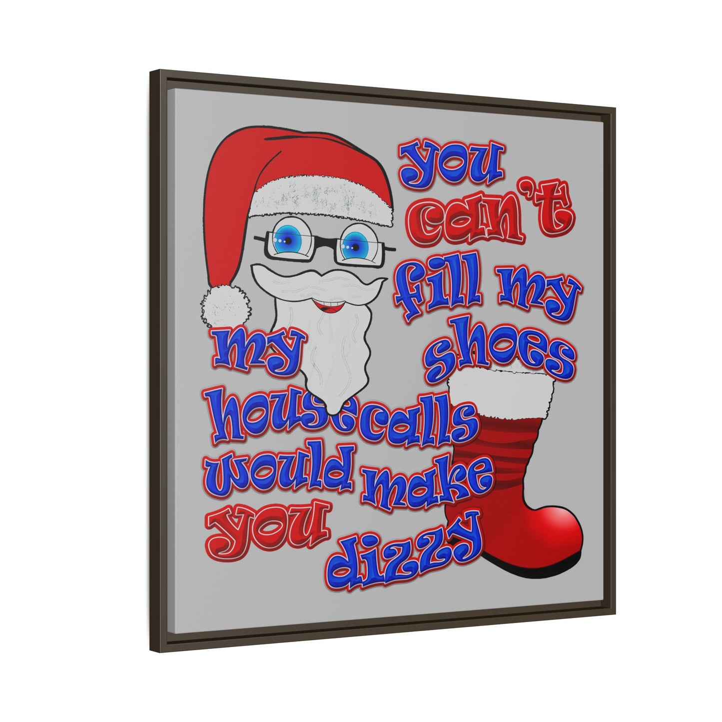 santa's shoes - framed canvas art (light grey)