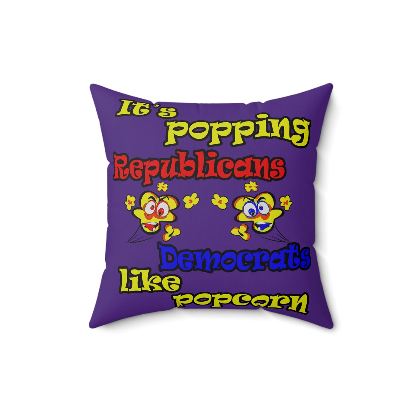 popping like popcorn - Spun Polyester Square Pillow - (purple)