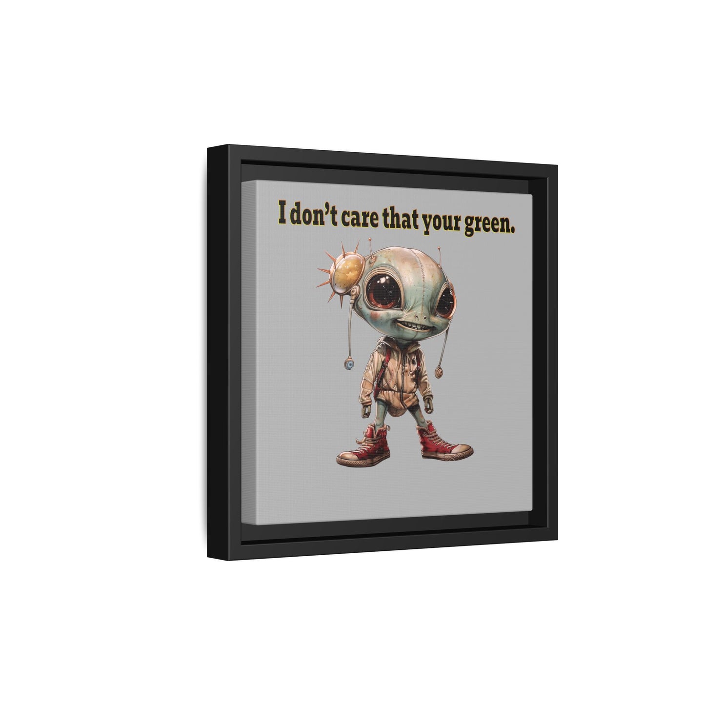 I don't care that your green - framed canvas art (light grey)