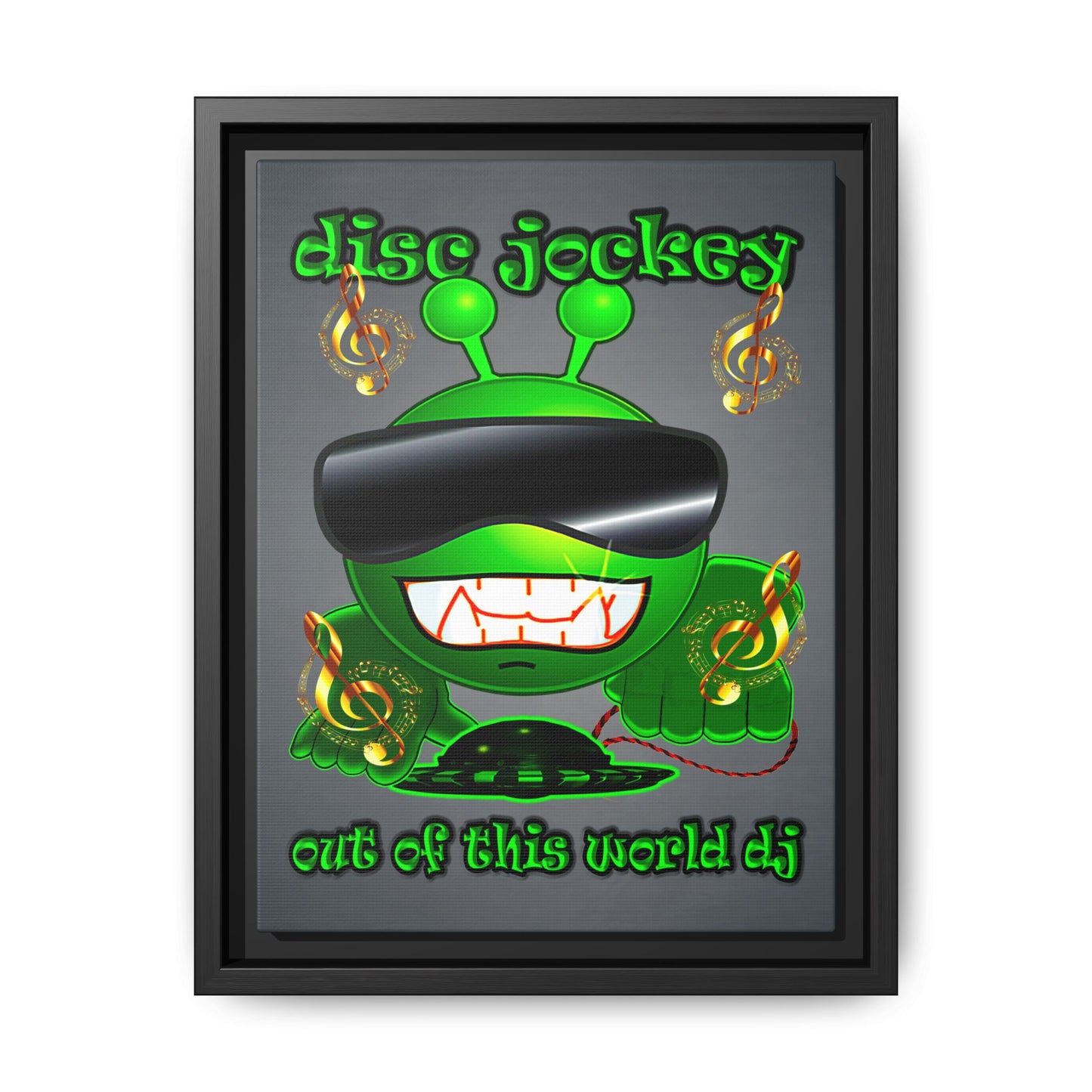 disc jockey - framed canvas art (grey-light grey)