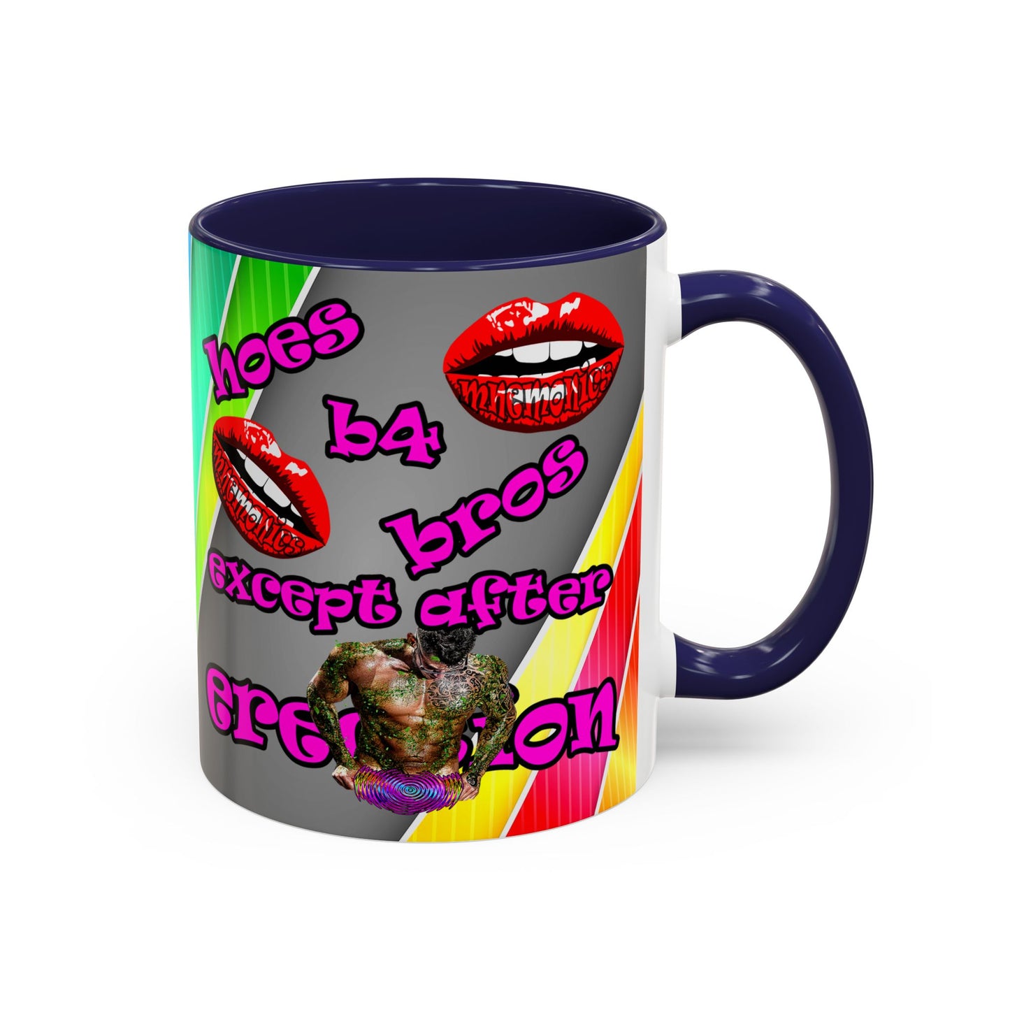 hoes b4 bros - Accent Mug (rainbow split)