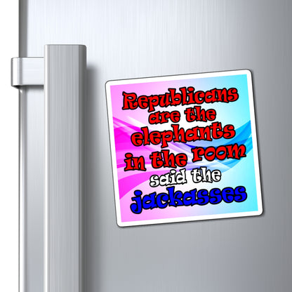 donkeys and elephants - Magnets - (light blue-pink wave)