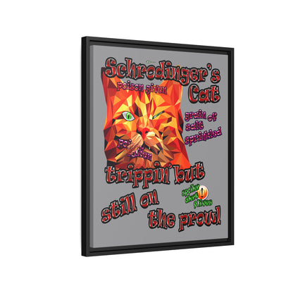 schrodinger's cat - framed canvas art (grey)
