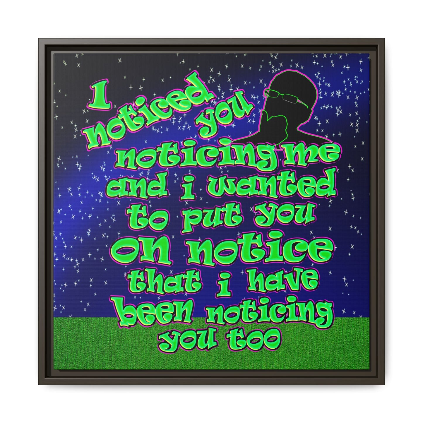 noticed you noticing - framed canvas art ('snoops' background)