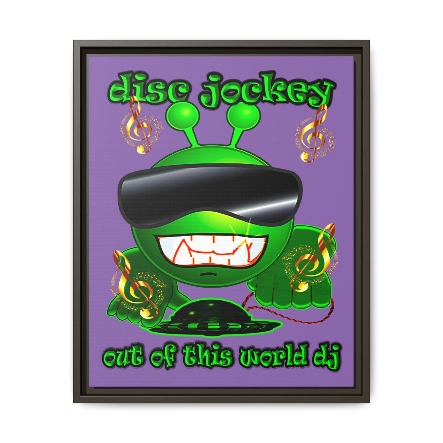 disc jockey - framed canvas art (light purple)