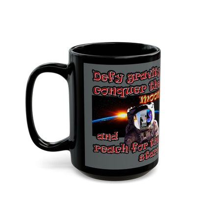 defy conquer reach - Black Mug (dark grey)