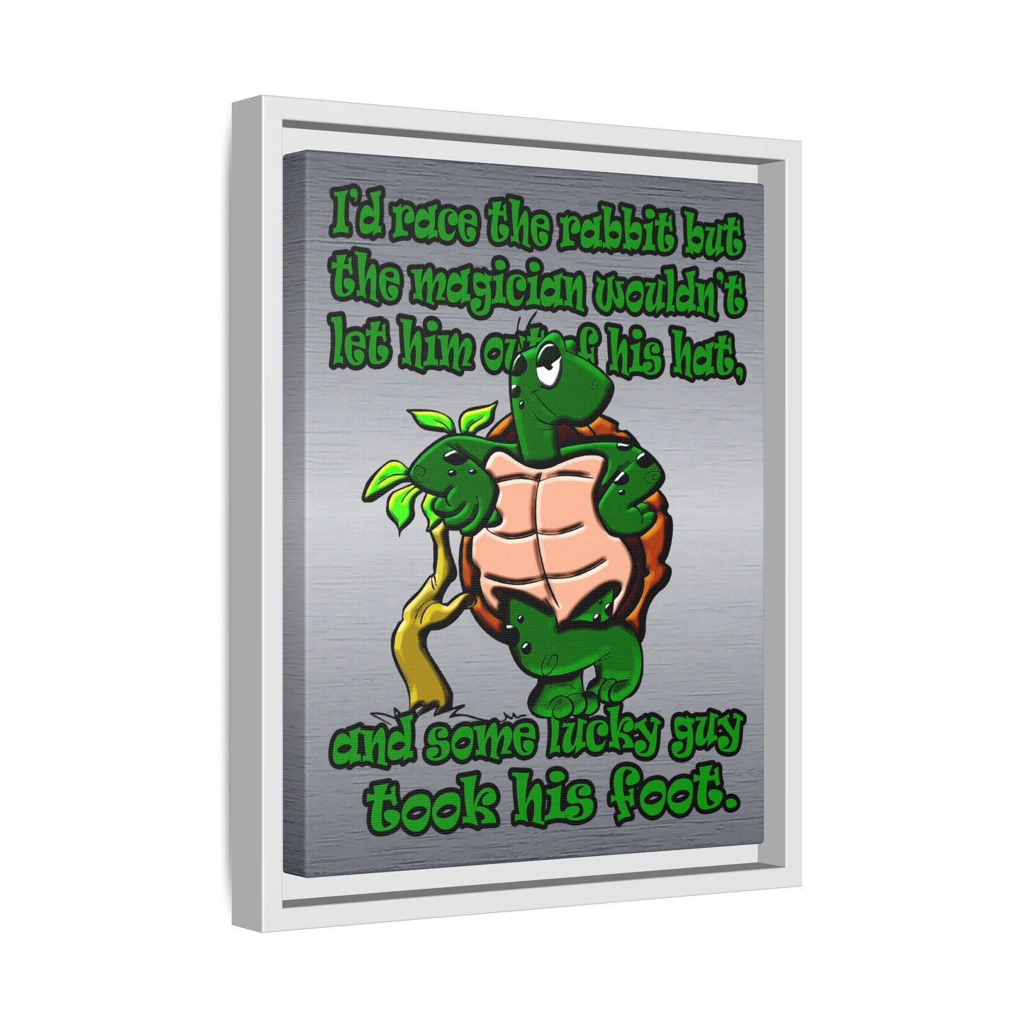 turtle race - framed canvas art (brushed nickel)