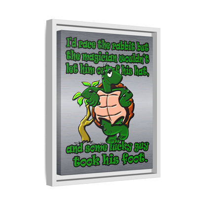 turtle race - framed canvas art (brushed nickel)
