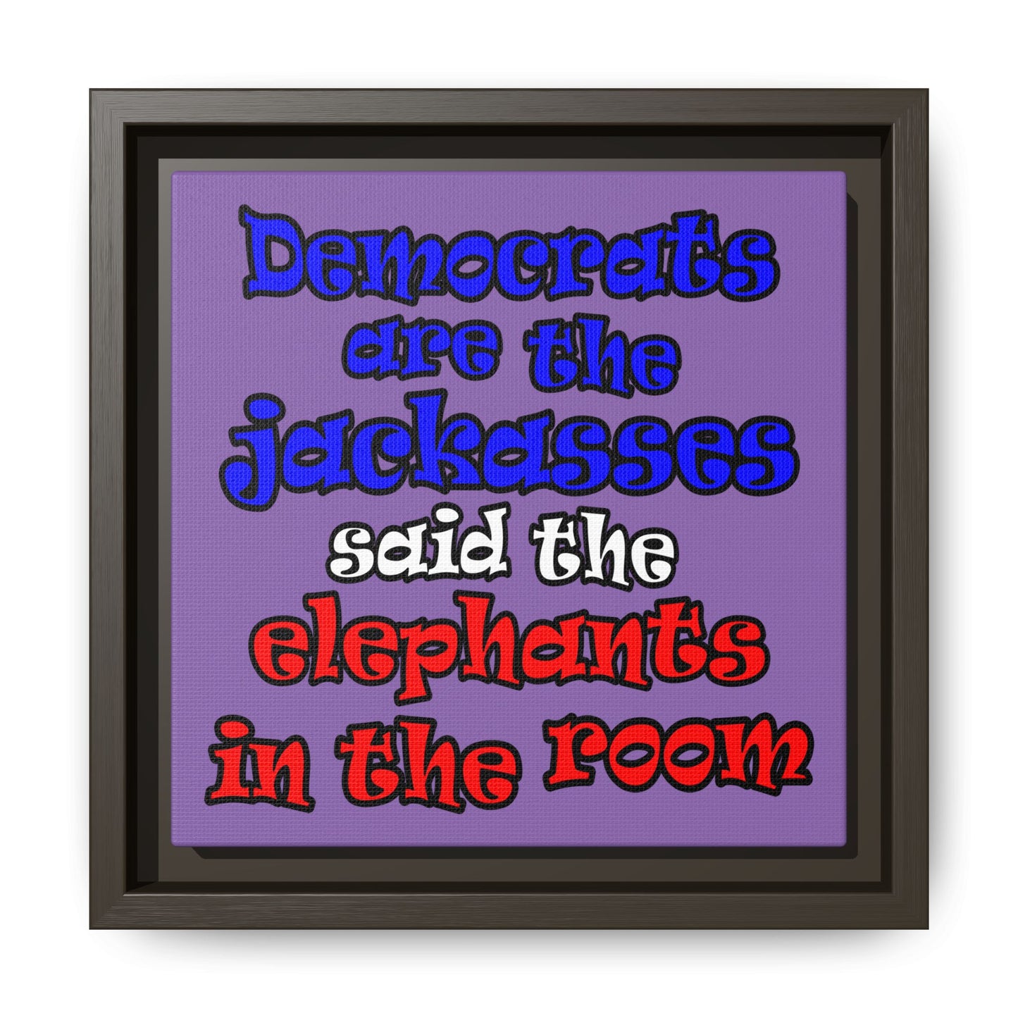 donkeys and elephants - framed canvas art (light purple)