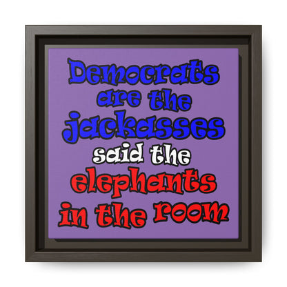 donkeys and elephants - framed canvas art (light purple)