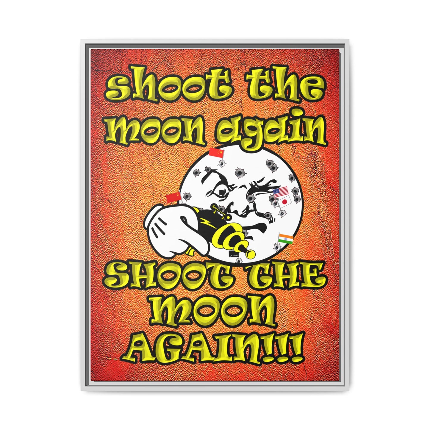 shoot the moon again - framed canvas art (burnt orange)