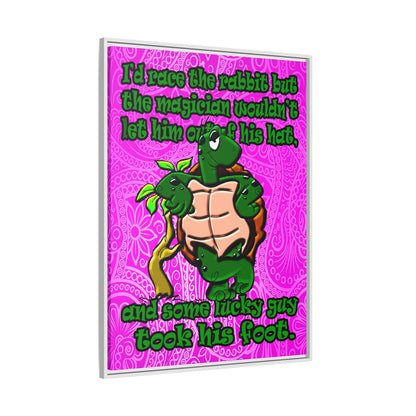 turtle race - framed canvas art (pink swirl)