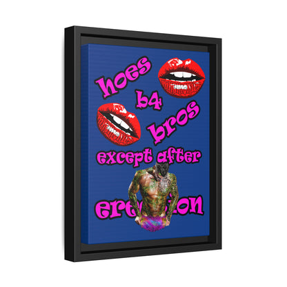 hoes b4 bros - framed canvas art (dark blue)