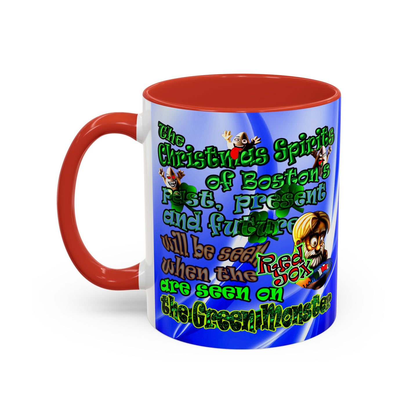 christmas spirits of boston - Accent Mug (blue-white wave)