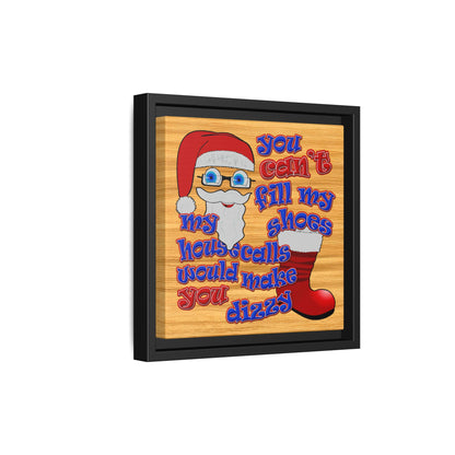 santa's shoes - framed canvas art (butterscotch wood finish)
