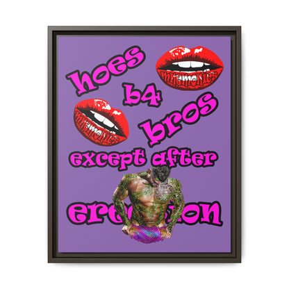 hoes b4 bros - framed canvas art (light purple)