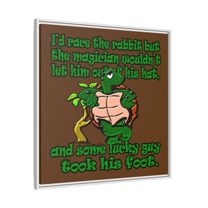 turtle race - framed canvas art (brown)