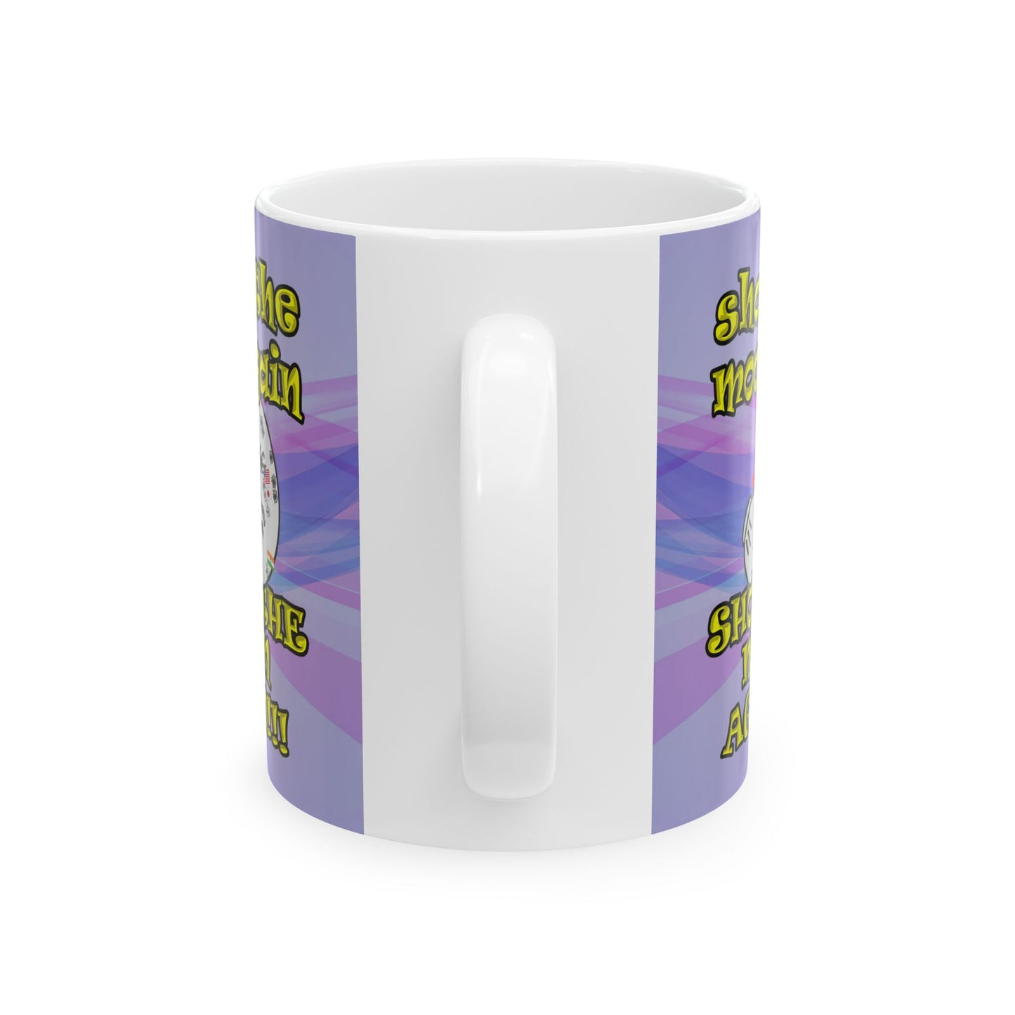 shoot the moon again - White Mug (light blue-pink wave)