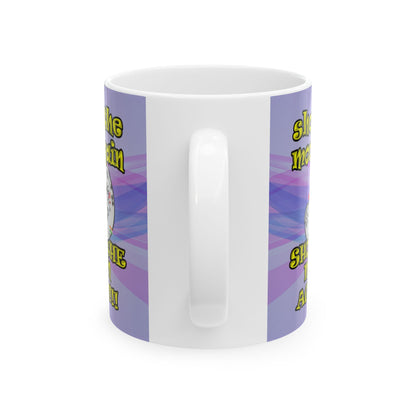 shoot the moon again - White Mug (light blue-pink wave)