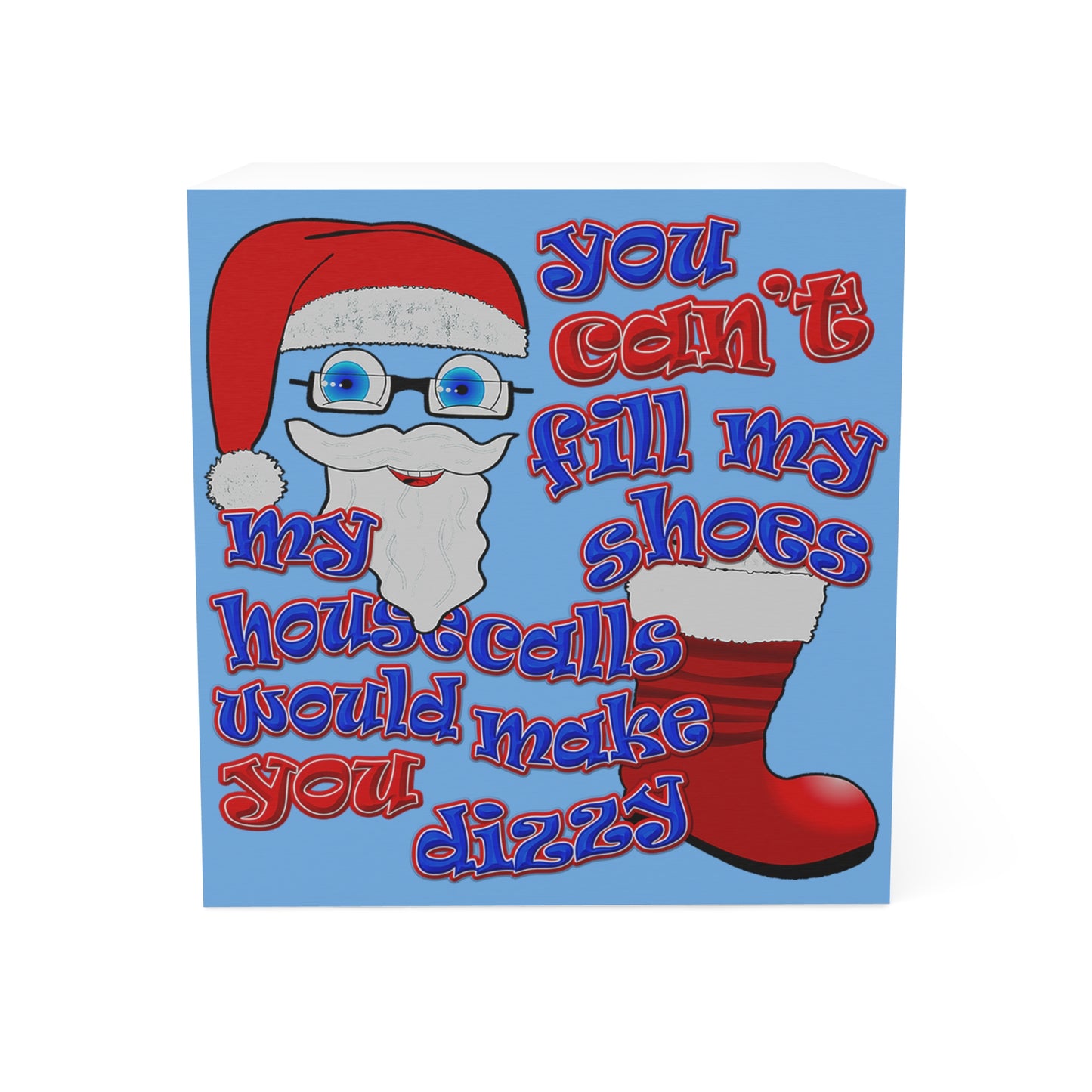 santa's shoes - note cube (light blue)