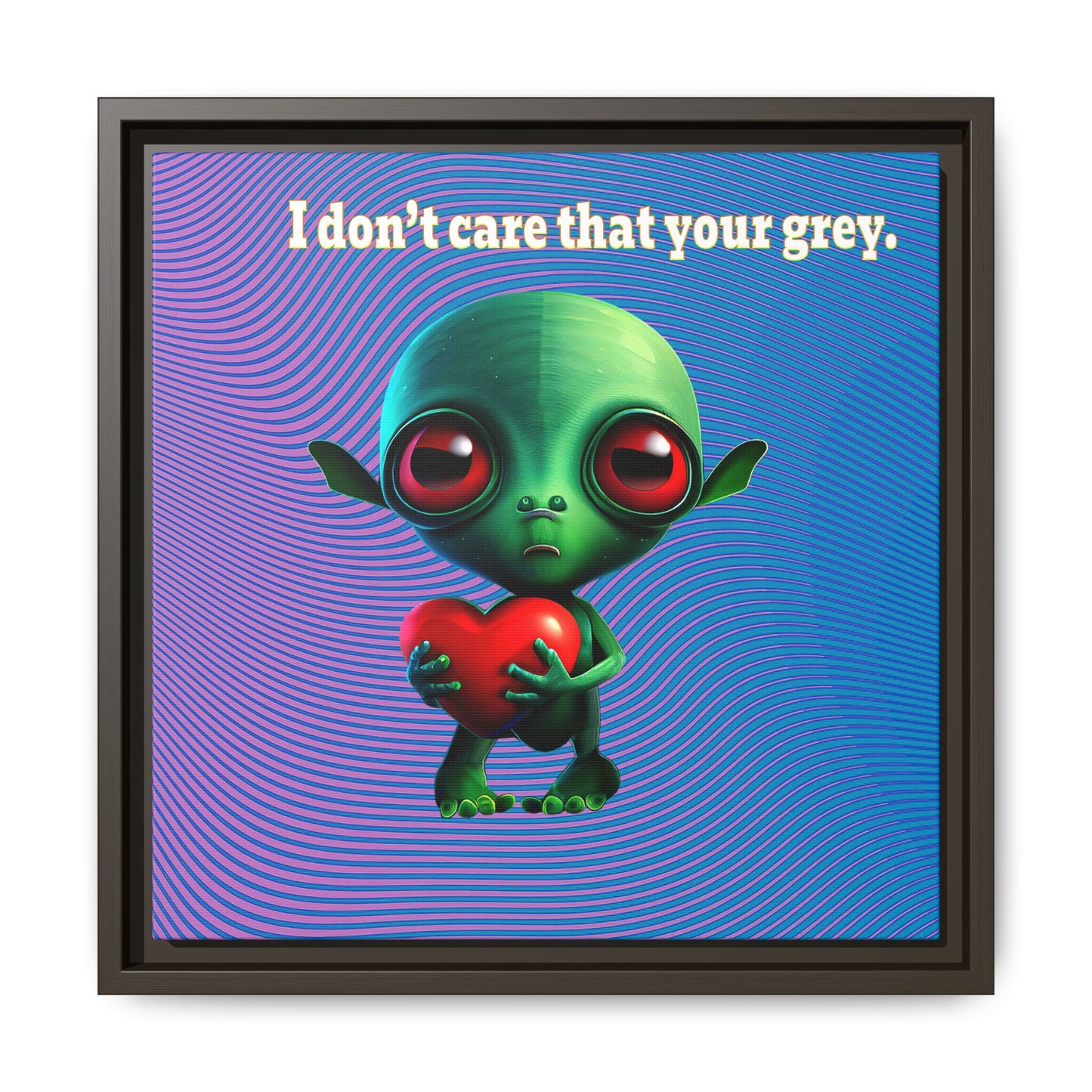 I don't care that your grey - framed canvas art (light blue-purple wave)