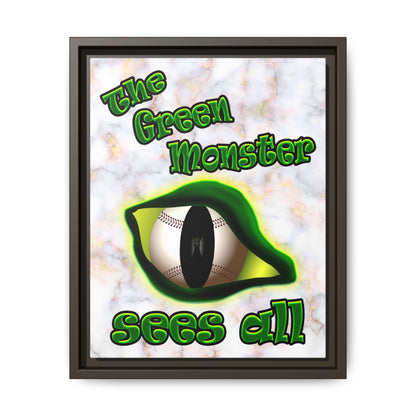 green monster - framed canvas art (white marble)