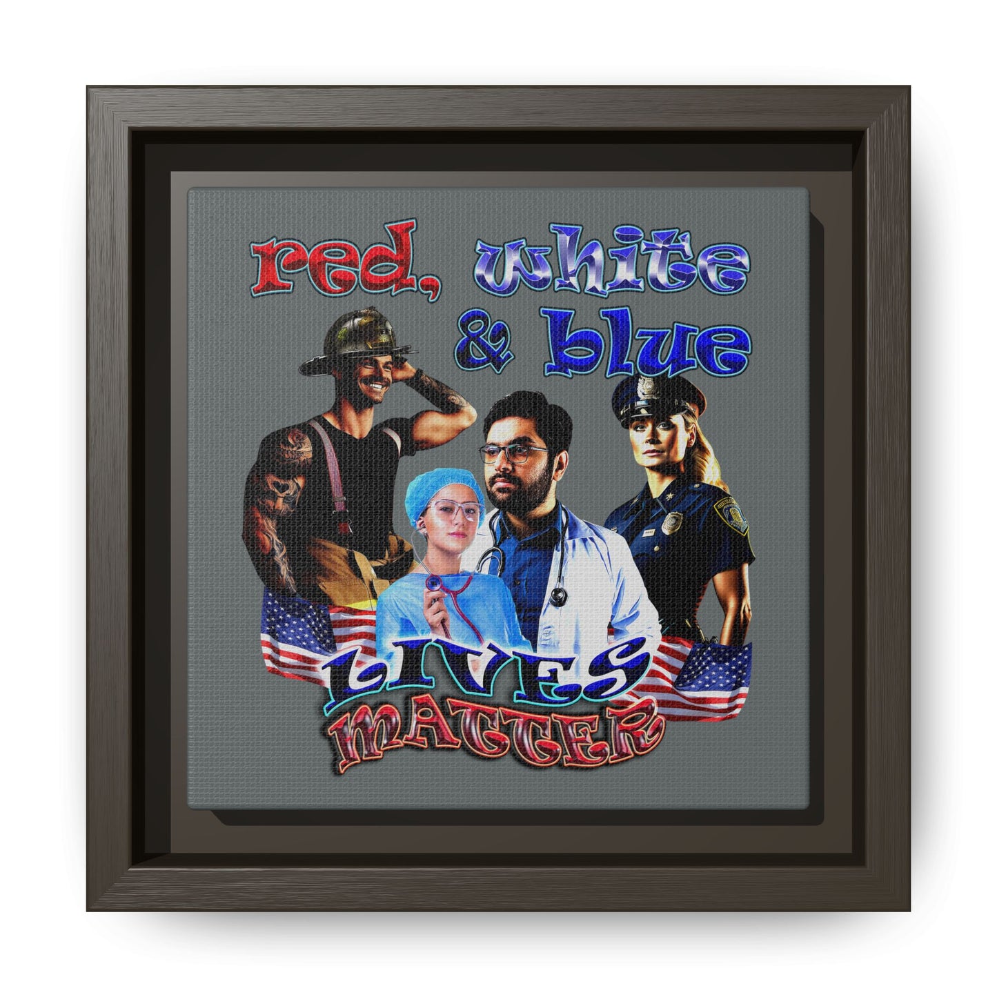 rw&b lives matter - framed canvas art (dark grey)