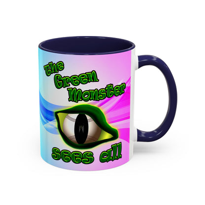 green monster - Accent Mug (light blue-pink wave)